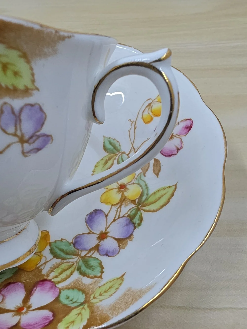 Royal Albert Clematis Pattern Footed Cup and Saucer Hand Painted England